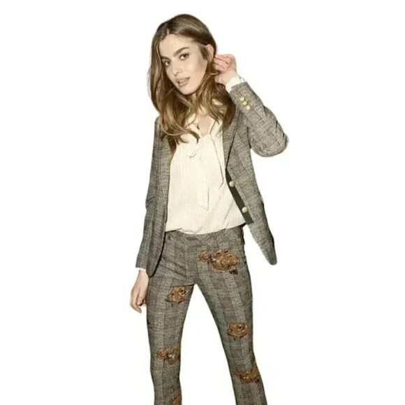 Mos Mosh Ivana Shannon Checkered Pant Crop Trouser Brown Orange 70's Size 38 - Picture 2 of 16